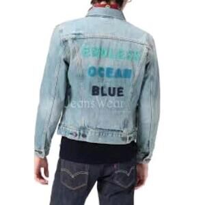 LEVI’S | Custom embroidered denim jacket Size S Blue Dyed # R1